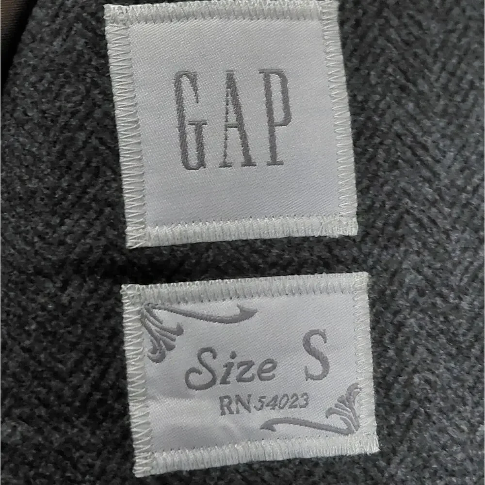 Gap Gray Herringbone Blazer Long Sleeve Collared Men Size S